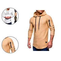 popular casual t shirt long sleeve breathable solid color hooded autumn shirt pullover top men t shirt