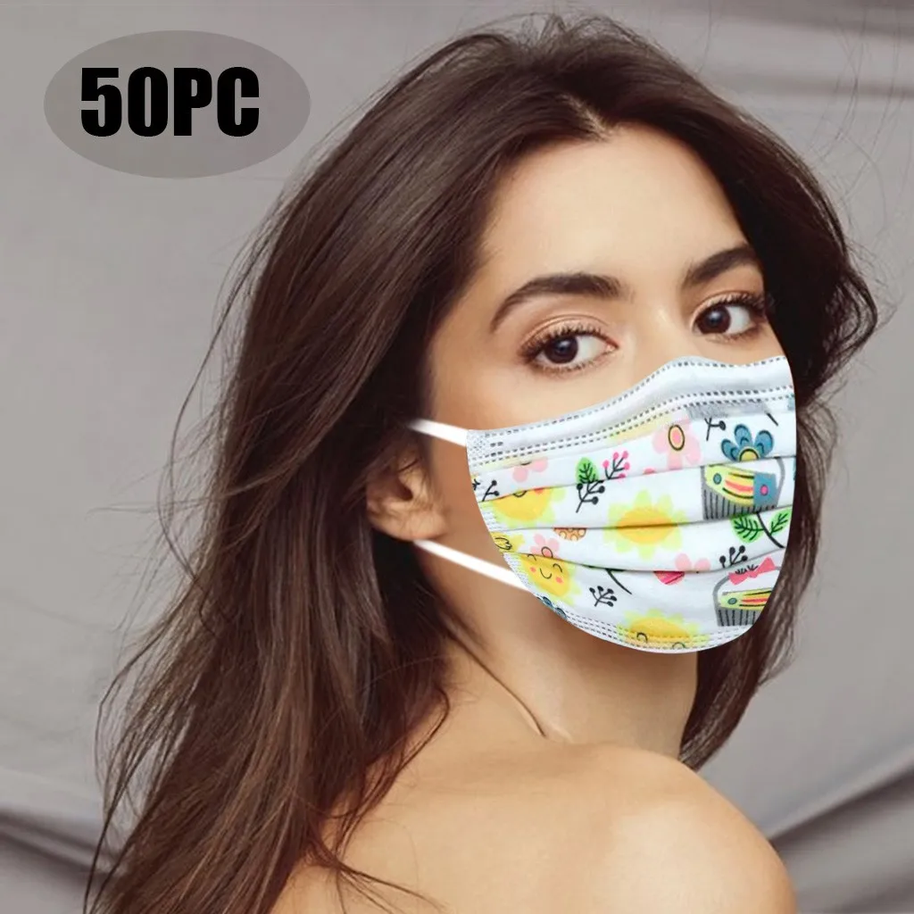 50PC Adult Disposable Sanitary Mask 3-Plys Nonwoven Anti- Dust Anti spray particles Breathable Earloop face In stock | Красота и