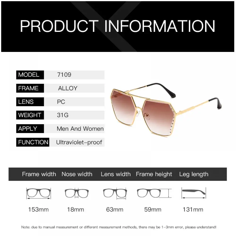 

Fashion Brand Design Vintage Pilot Sunglasses Women Men Retro Crystal Diamond Glasses Oversize Gradient SunGlasses Female UV400