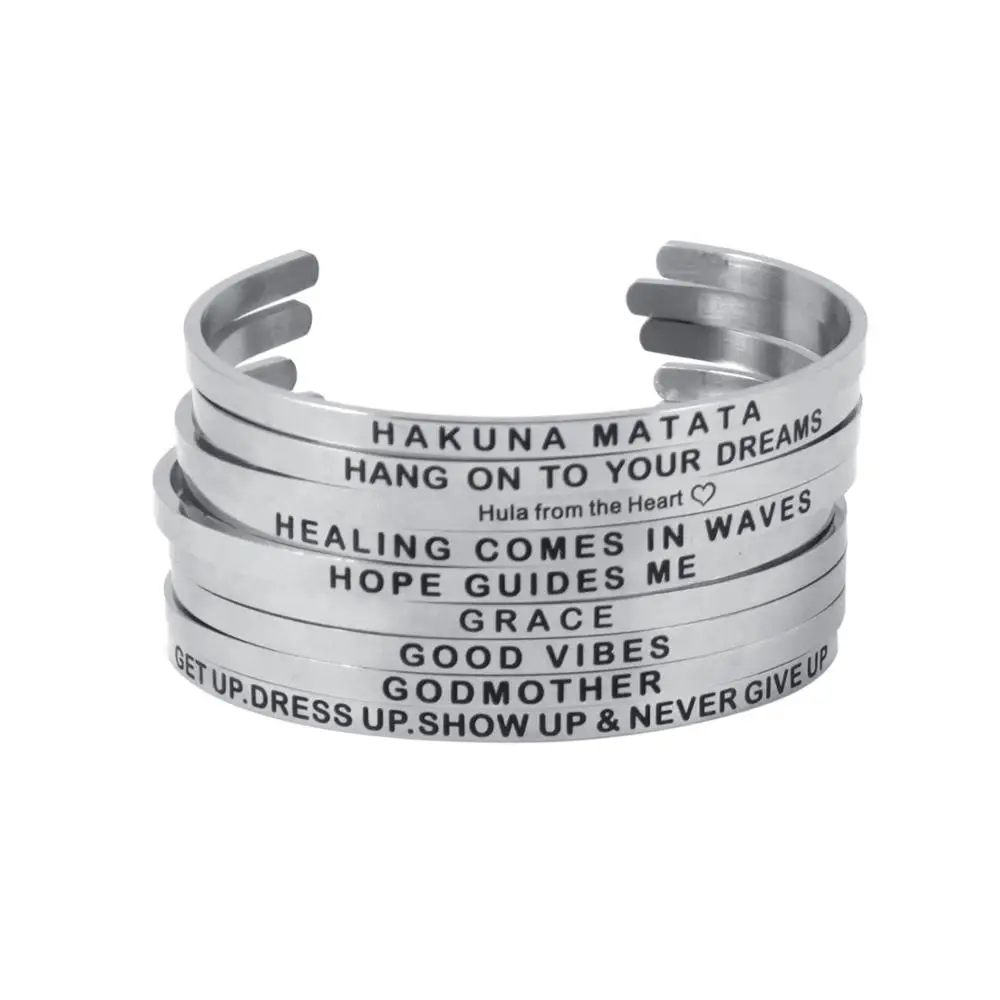 4 мм серебряные браслеты на заказ с лазерной гравировкой вдохновляющие цитаты