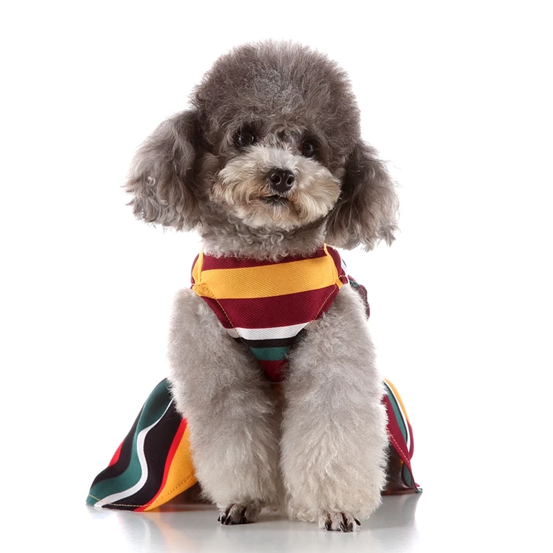 Polka Dot Ribbon Dog Dress Clothes Cozy Sleeveless Shirt Pet Sundress Princess Party Small Skirt 1 | Дом и сад