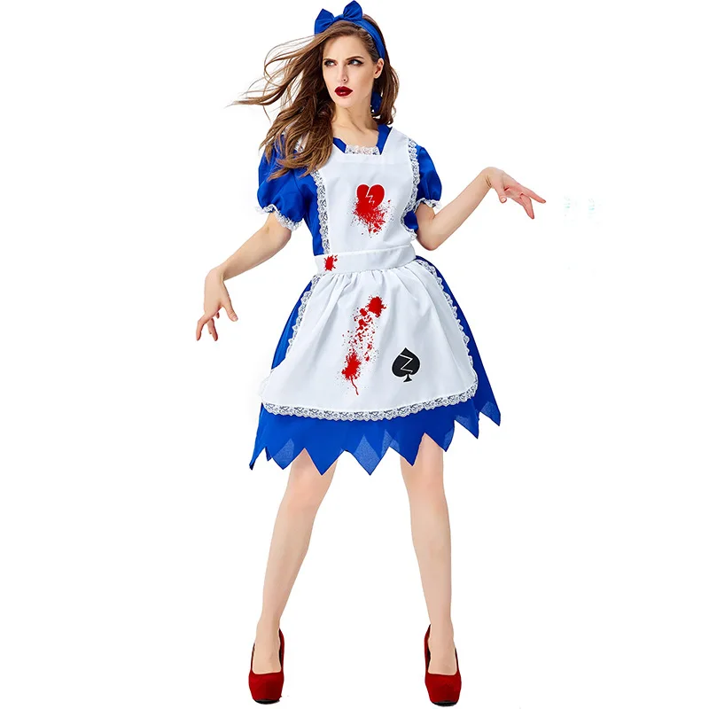 Страшная горничная Платье вампира Хэллоуин ужавечерние НКА Кровавая Мэри костюм