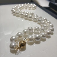jyx shell pearl necklace jewelry 8 8 5mm round white natural sea shell pearl necklace 18 high luster top necklace