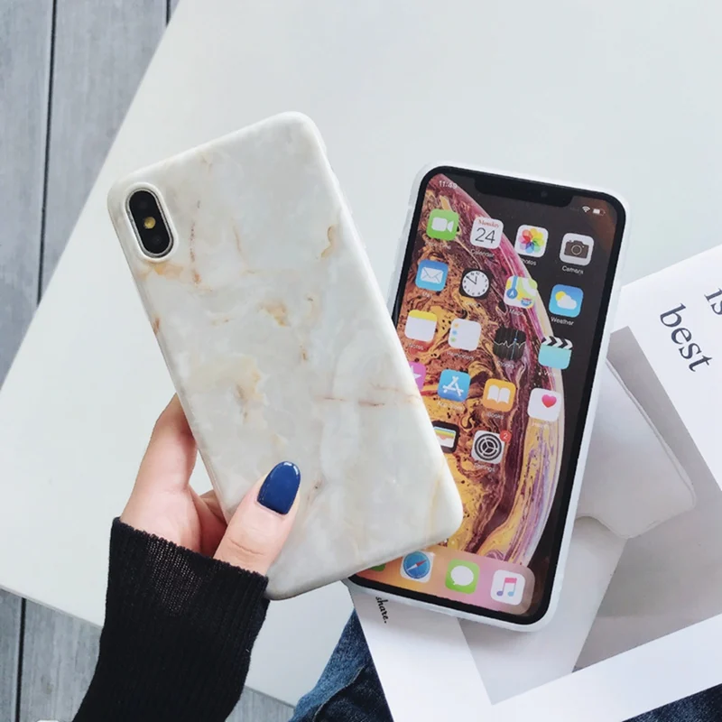 Nordic Style Beige Marble Silicone Soft Shell All-inclusive Phone Case for iphone XS Max XR X 6 6S 7 8Plus Cover |