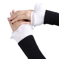 ladies winter decorative fake sleeves double layer chiffon wrinkled ruffles detachable flared cuffs sweater wrist warmer
