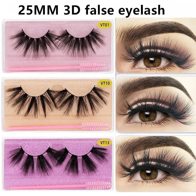 3D Mink Eyelashes Extension Messy Fluffy Crisscross 25mm False Mink Lashes Pack Faux Cils in Bulk, Eyelash Packaging