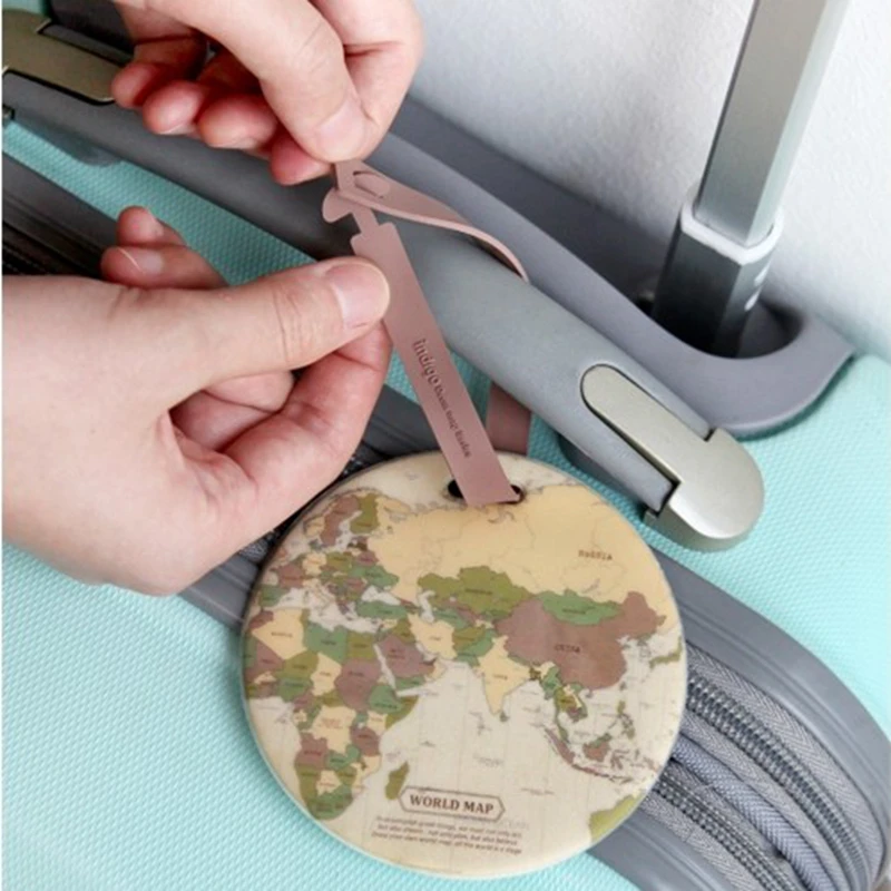 

Silica Gel Suitcase Id Address Holder Baggage Boarding Tag Portable Label Travel Luggage Tag Creative Casual Map