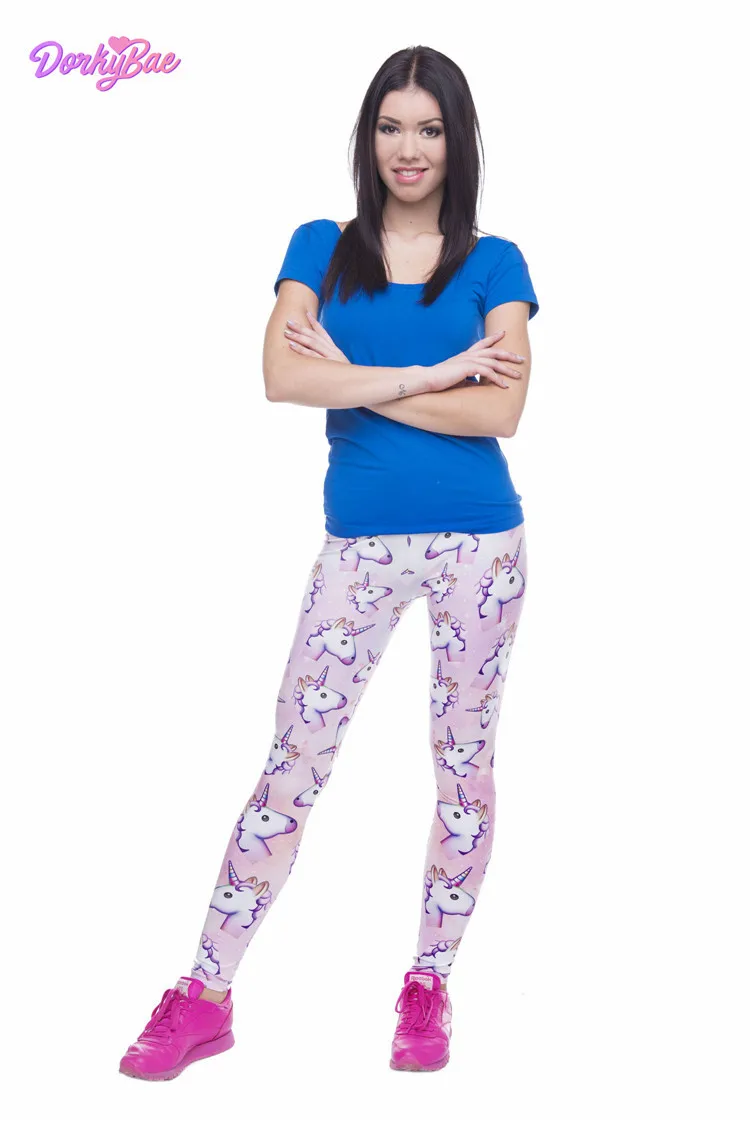 Пикантные спортивные леггинсы с единорогом из полиэстера модные штаны эффектом