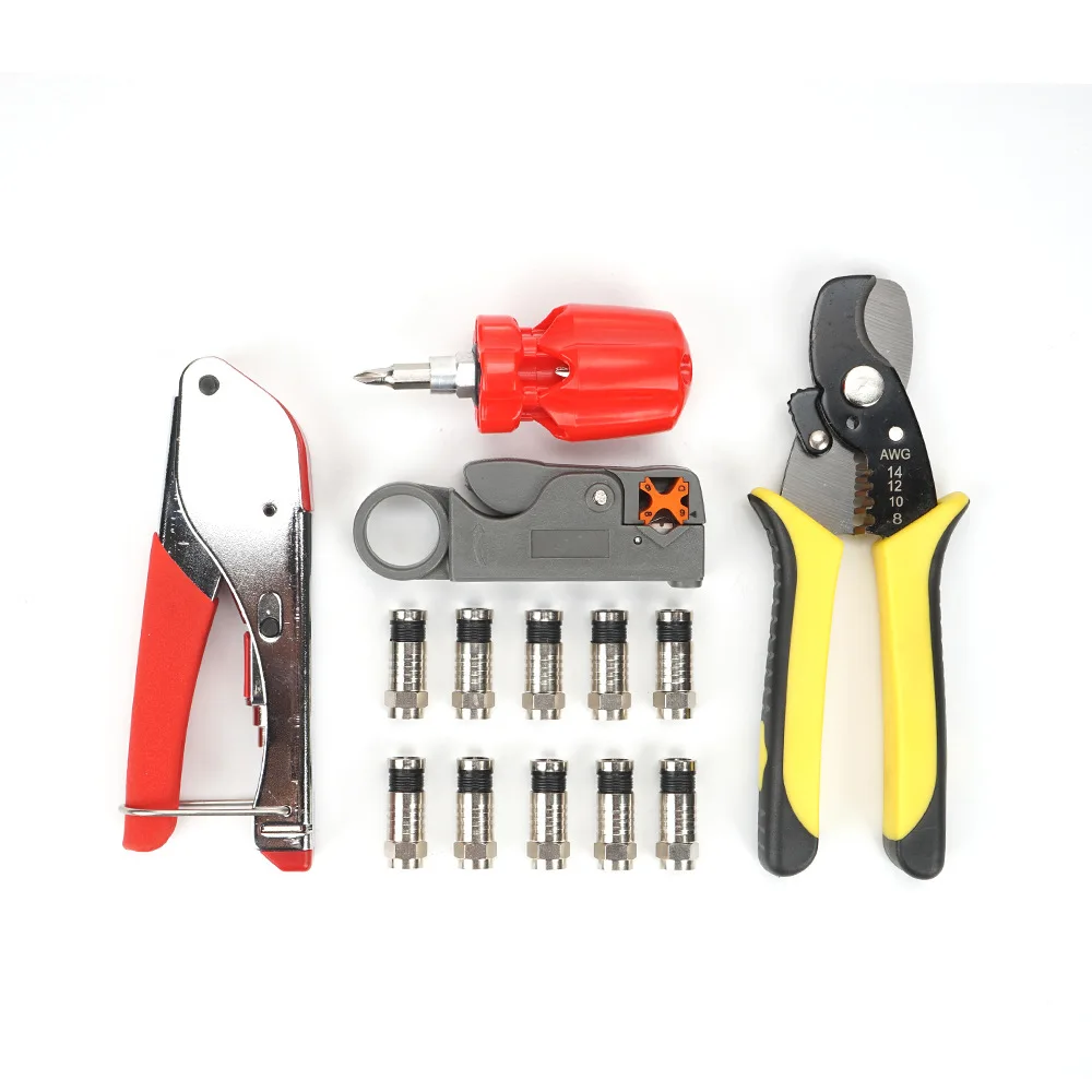 

Multifunctional network crimping pliers, wire cutting, rotary type coaxial cable stripping pliers set