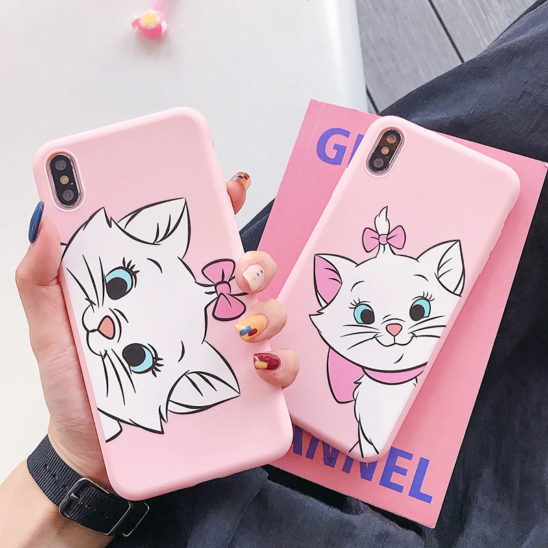 Милый мультяшный чехол Marie Cat для iPhone 11 Pro Max 6 6S 7 8 Plus SE 2020 TPU силиконовый XS XR X задняя