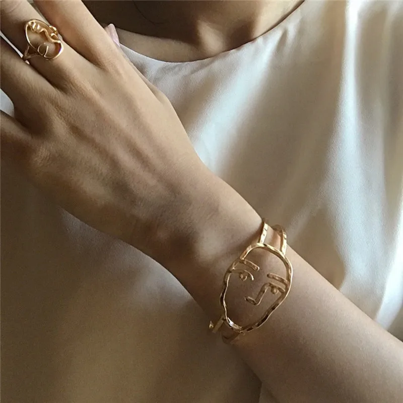 HUANZHI 2019 геометрический двухслойный полый абстрактный линейный портрет