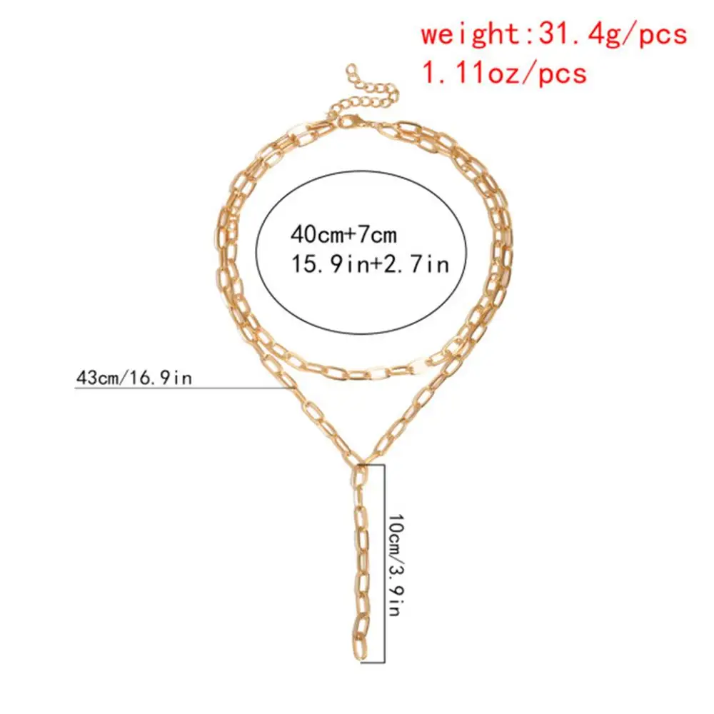 Ingemark Multi Layer Twist Lock Thick Choker Necklace Collares Steampunk Men Chunky Chain Long Tassel Necklace for Women Jewelry