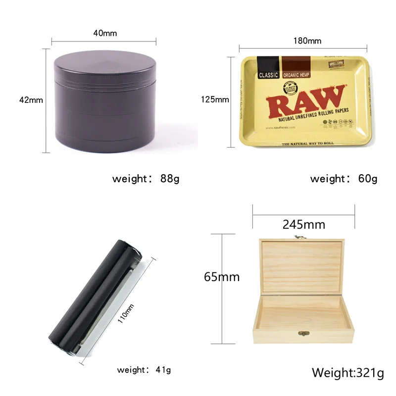 4Pcs/set Tobacco Set Cigarette Rolling Machine Herb Grinder Storage Pipe Smoking Accessories Wood box Gift | Дом и сад