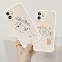 cute abstract line illustration phone case for iphone 12 13 pro max 11 pro max x 7 8 plus xr xs max soft silicone back cover