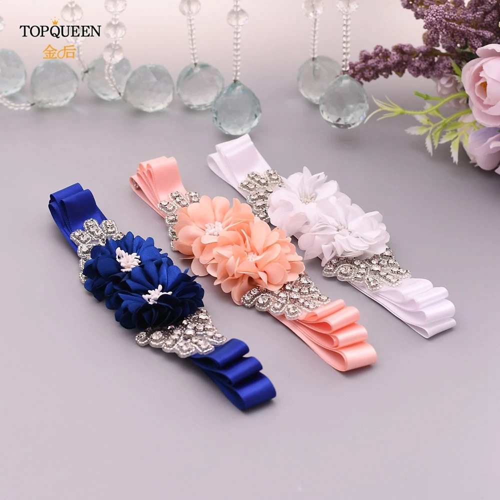 

TOPQUEEN S458 Wedding Bridal Designer Women's Belts Bridal Decorative Flower Belt Maternity Sash Belt Plus Size Belt for Dress