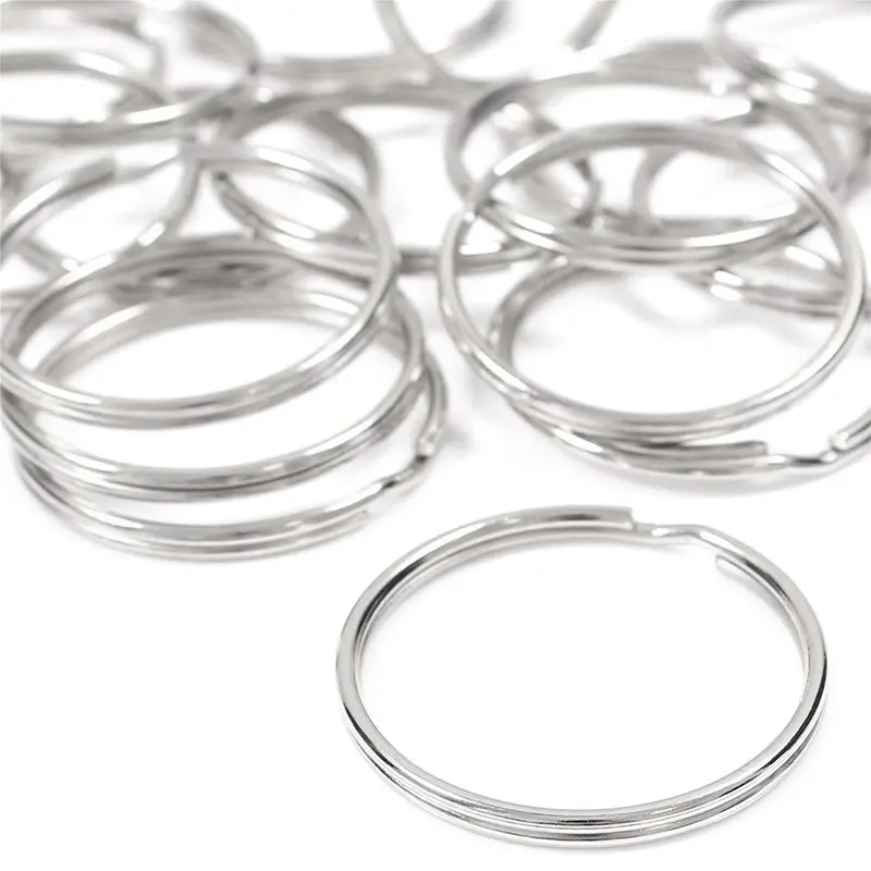 

10X Quality 50Mm Keyring Split Ring Set Heavy Duty Large Nickel Key Loop Sprung Hoop