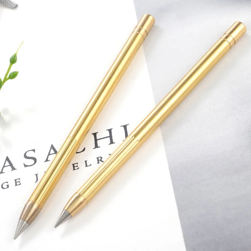 Ретро латунная ручка без чернил Чистая латунь металлическая медная подарочная