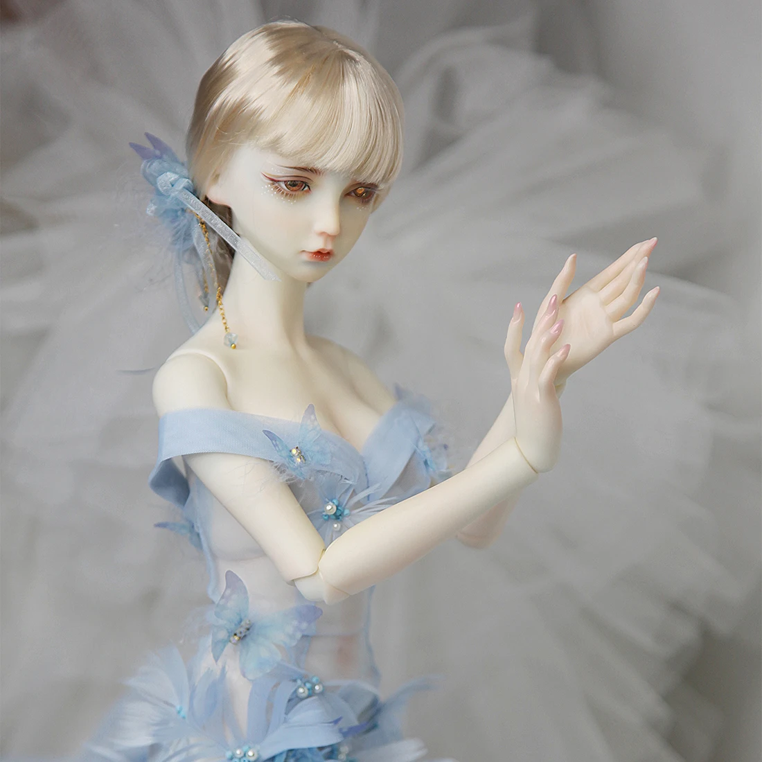 Костюм Куклы небесно Голубое перо свадебное платье для 1/4 1/3 BJD куклы игрушки