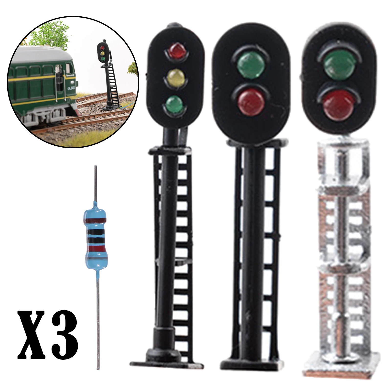 

Pack of 3 1/87 Train Model Signal Lamps Lamp Railway Model Accessories