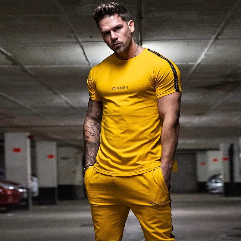 Новая летняя спортивная футболка Мужская Фитнес с коротким рукавом Chao брендовая