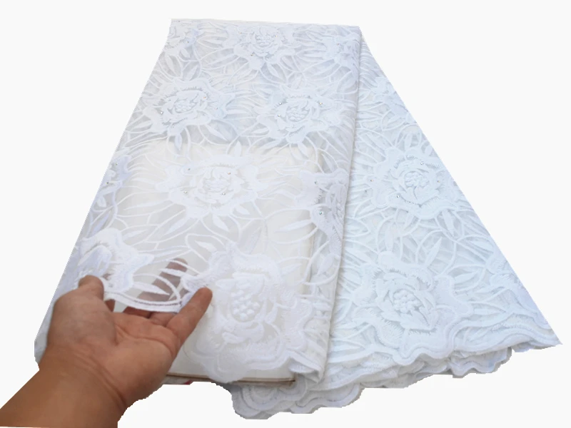 White nigerian lace fabric for wedding bridal french net embroidery african tulle 5yards per lot | Дом и сад