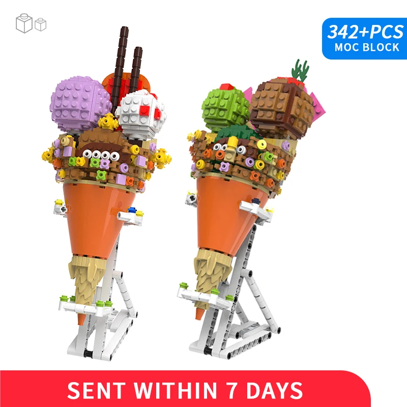 

MOC Creative Chocolate Strawberry Ice Cream Static Ornaments Model Building Blocks DIY Friends Cute Bricks Girls Children Toys