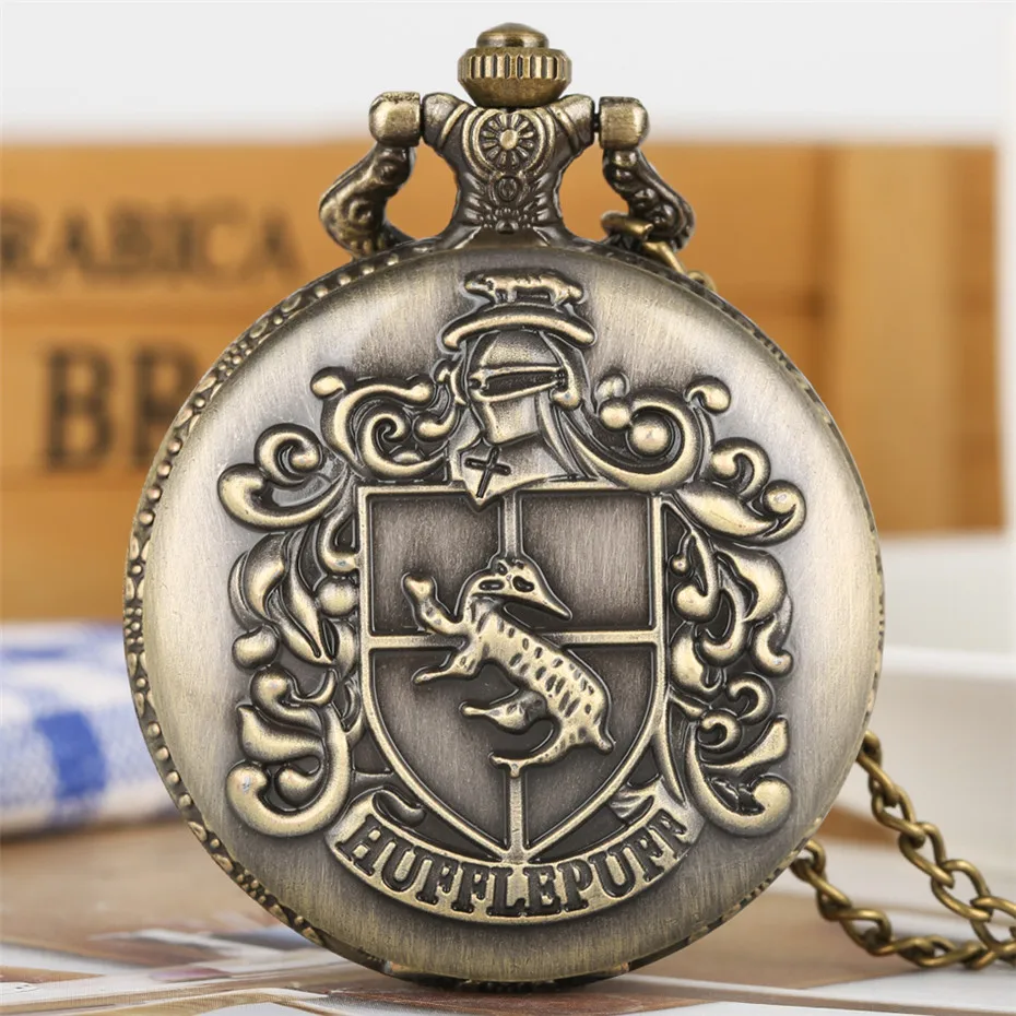 Популярные кварцевые карманные часы Ravenclaw/Slytherin/Gryffindor/Hufflepuff тема бронзовое ожерелье часы винтажные часы