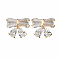 bowknot shape cz inlaid gold white gold color stud earrings fashion ol style e841 for fashion lady