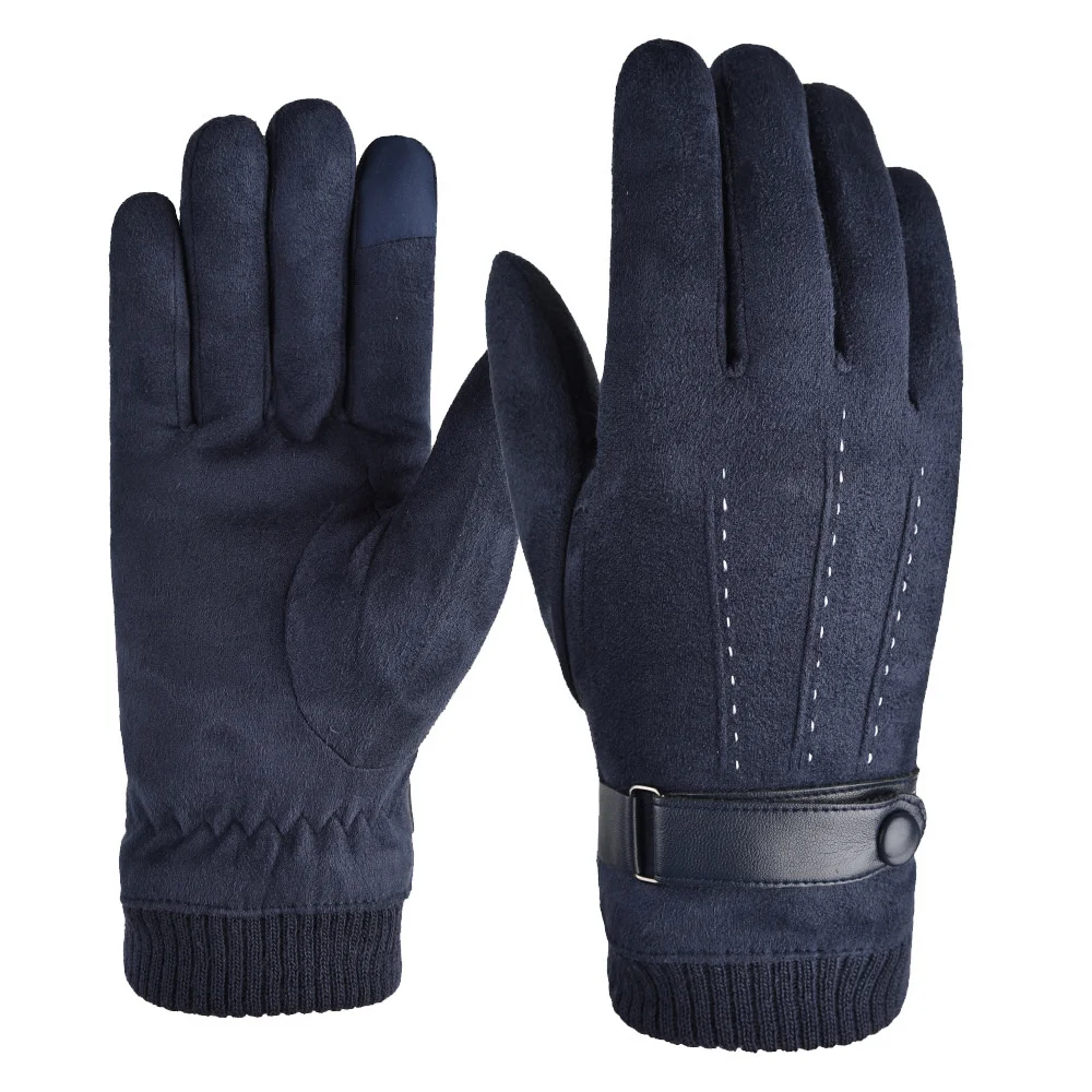 

suede gloves men's winter warm Plush thickened touch screen motorcycle gloves