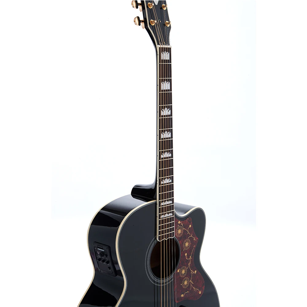 43in Jumbo J200C электрическая акустическая гитара Fishman EQ Top Grover тюнер черный цвет |