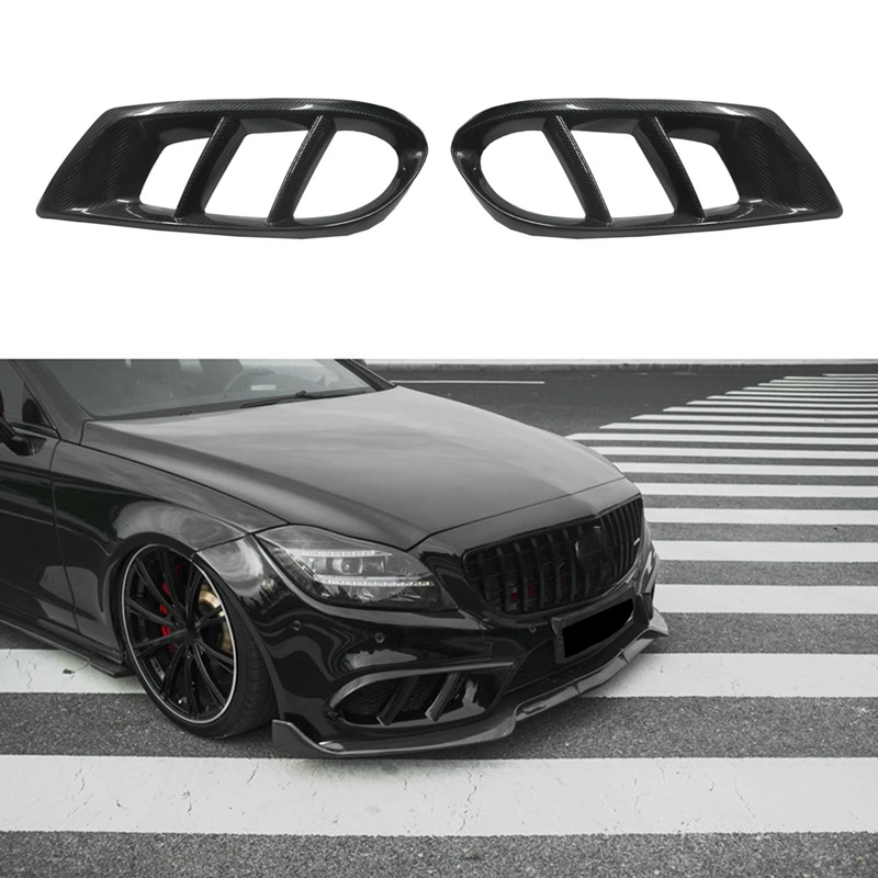 

AU04-передний бампер из углеродного волокна, Крышка вентиляционного отверстия, отделка для Mercedes Benz W218 CLS260 CLS320 CLS400 2015-2017, противотуманный сетча...