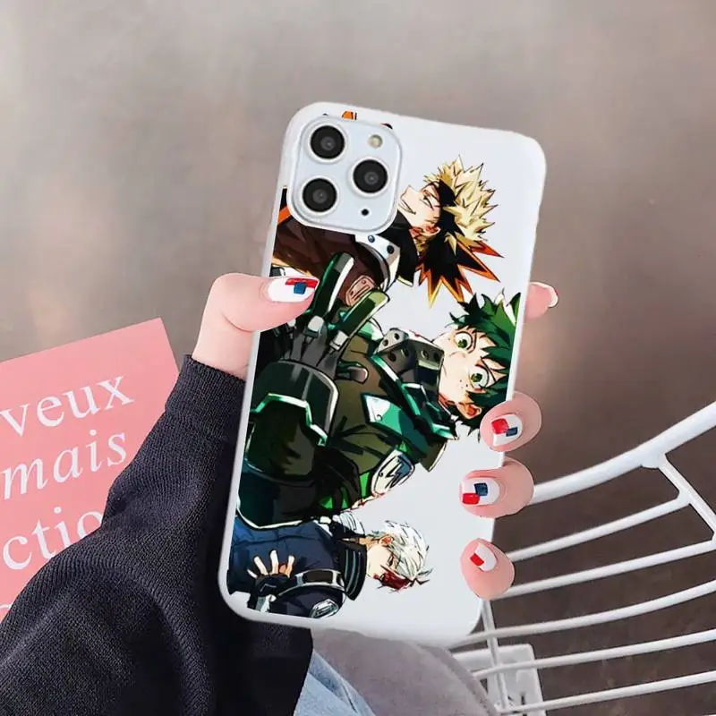 

My Hero Academia deku bakugou Boku Phone Case White Color for iPhone 6 7 8 11 12 s mini pro X XS XR MAX Plus