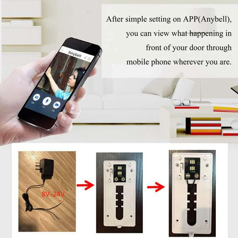 

WiFi Video Doorbell,720P HD Security Camera Real Time Video Two-Way Audio Intercom,Smart Monitor