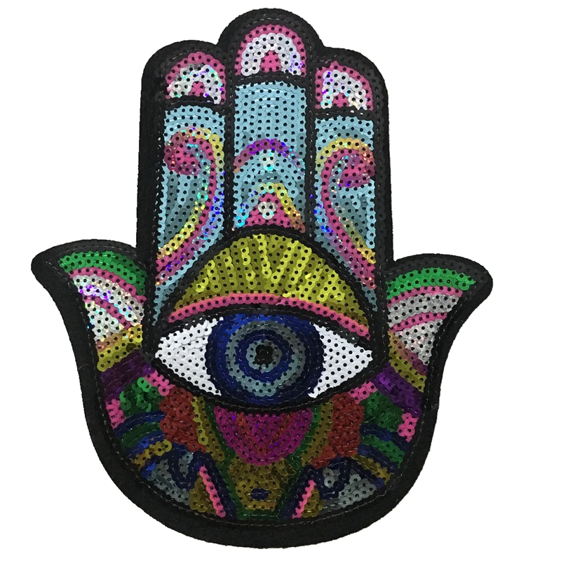 2020 новая большая рука Фатимы блестками гладить на патчи для одежды Красочные Бог