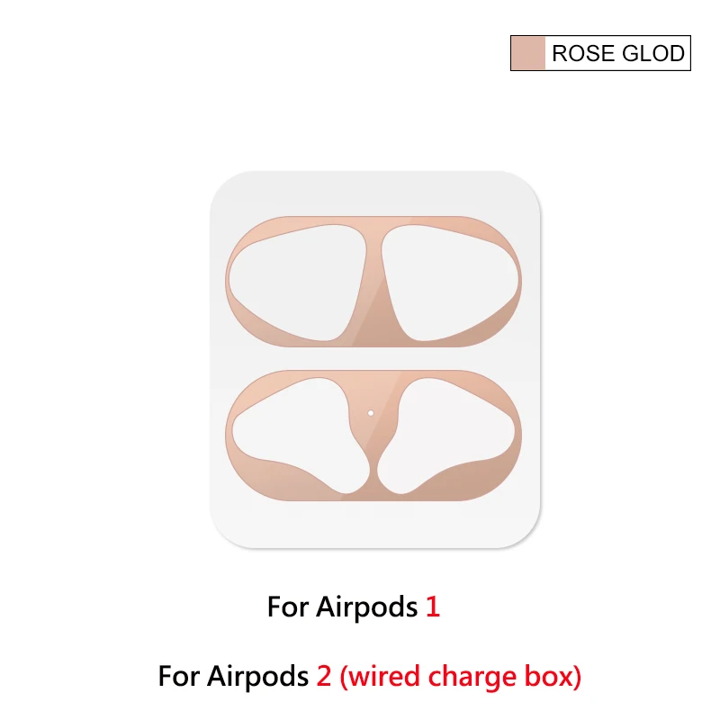 Металлический пылезащитный чехол для Apple AirPods 1 2, защитный чехол, аксессуары, защитная наклейка, защита кожи, Air Pods, 2-ой чехол от железной стружки - Цвет: Rose