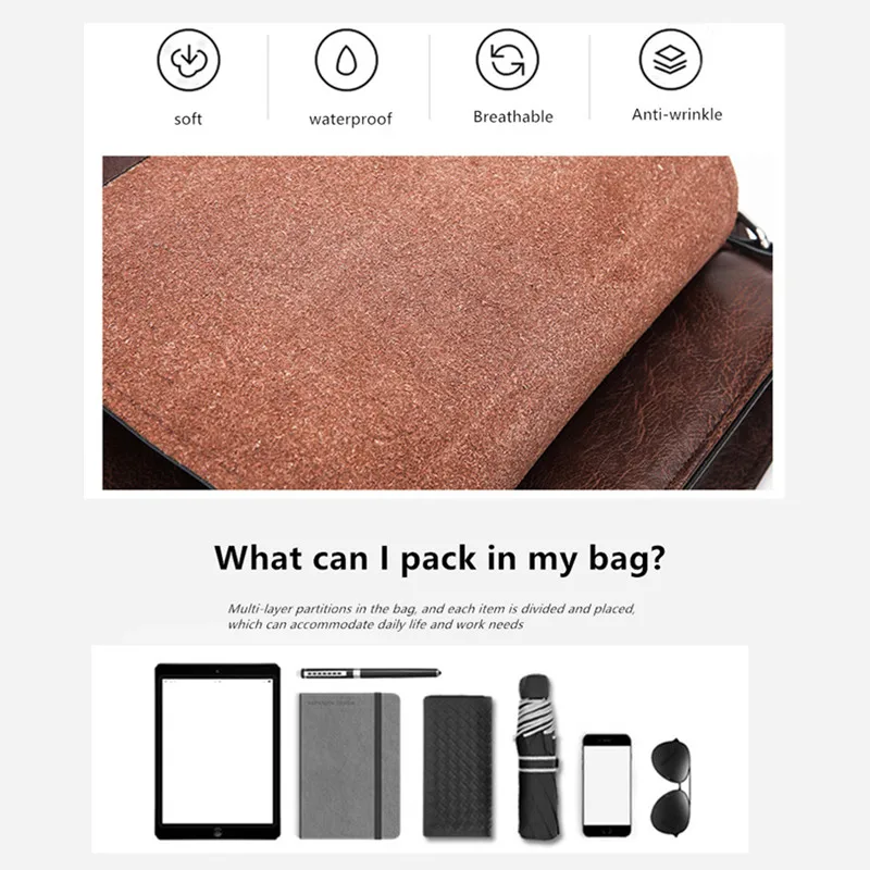 JEEP BULUO Casual Men Shoulder Bag Crossbody Bags High Quality Male Bag PU Leather Handbag Capacity Men Messenger Bags Tote Bag