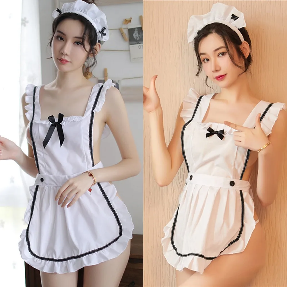

Women Sexy Lingerie Maid Uniform Cosplay Costume Set Seduction Suit Skirt Sexy Lingerie Cute Maid Uniform Student Cosplay Lace