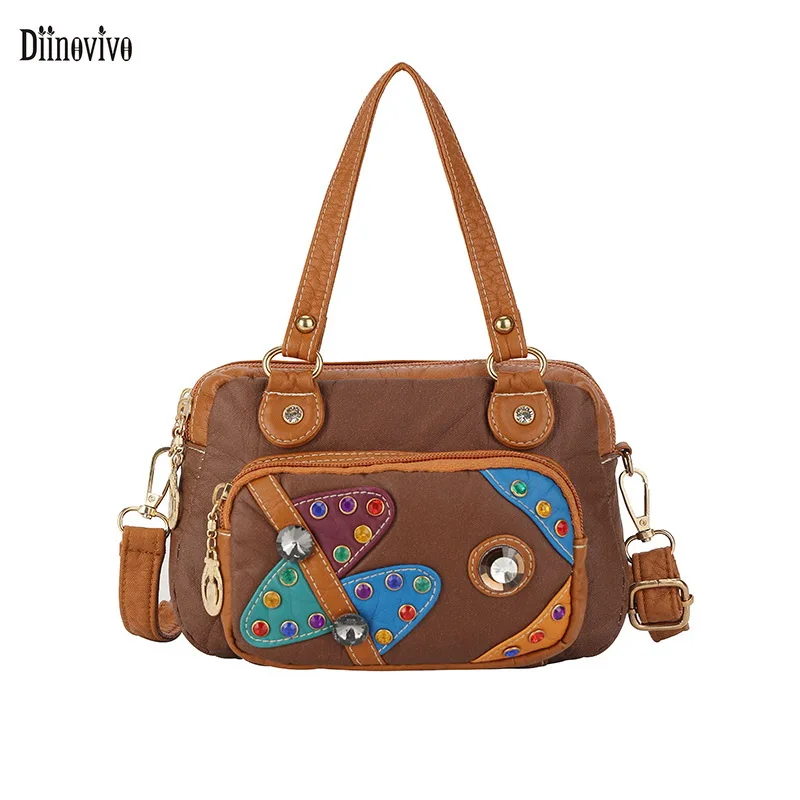 

Сумка кросс-боди Diinovivo Женская квадратная, саквояж кросс-боди из мытой искусственной кожи в стиле ретро, дизайнерская сумочка на ремне с дву...