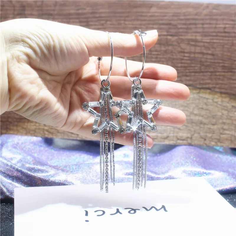 Женские серьги кольца с пятиконечной звездой на свадебную вечеринку