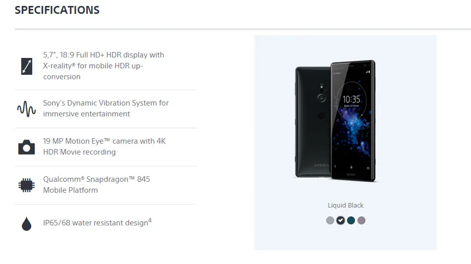 Бренд sony Xperia XZ2 H8216 4 Гб ОЗУ 64 Гб ПЗУ 4G мобильный телефон 5," Snapdragon 845 Восьмиядерный 3180 мАч NFC Смартфон
