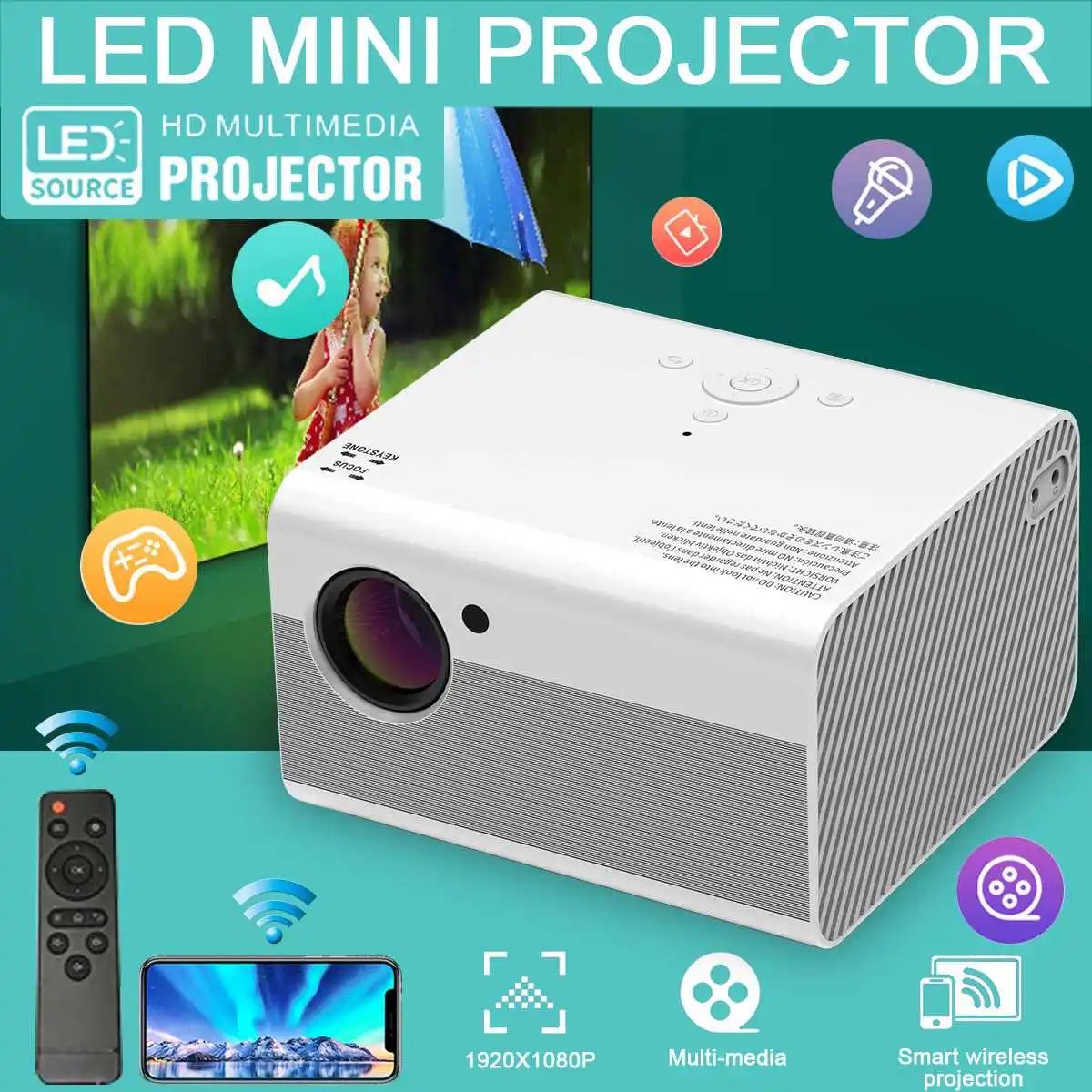 

YG300 T10 Wifi Pro LED Mini Projector 1920x1080 Pixels Supports 1080P USB Audio Portable LCD Home Media Video Player