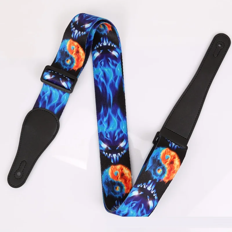 nylon pu leder gitarre strap für akustische elektrische gitarre und bass multi farbe gitarre gürtel einstellbare bunte druck straps free glo