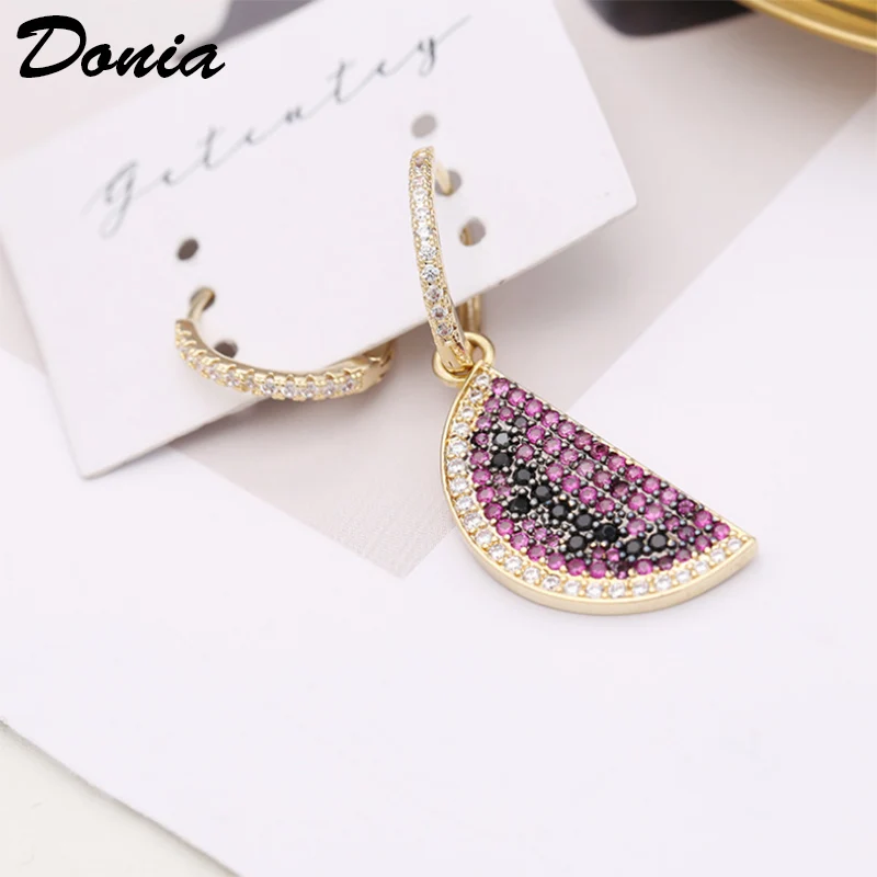 Ювелирные изделия Donia модные серьги арбуза асимметричные микро инкрустированные