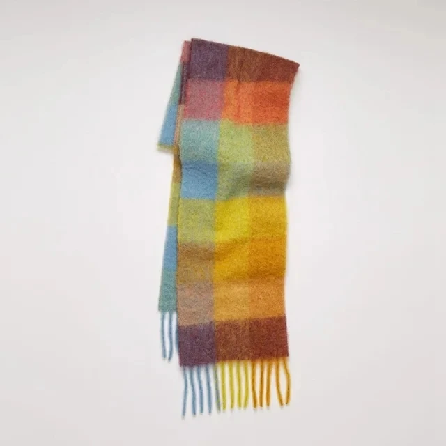 

Women Tassel Scarf Multicolor Stripes Plaid Unisex shawl 2021 Autumn and Winter