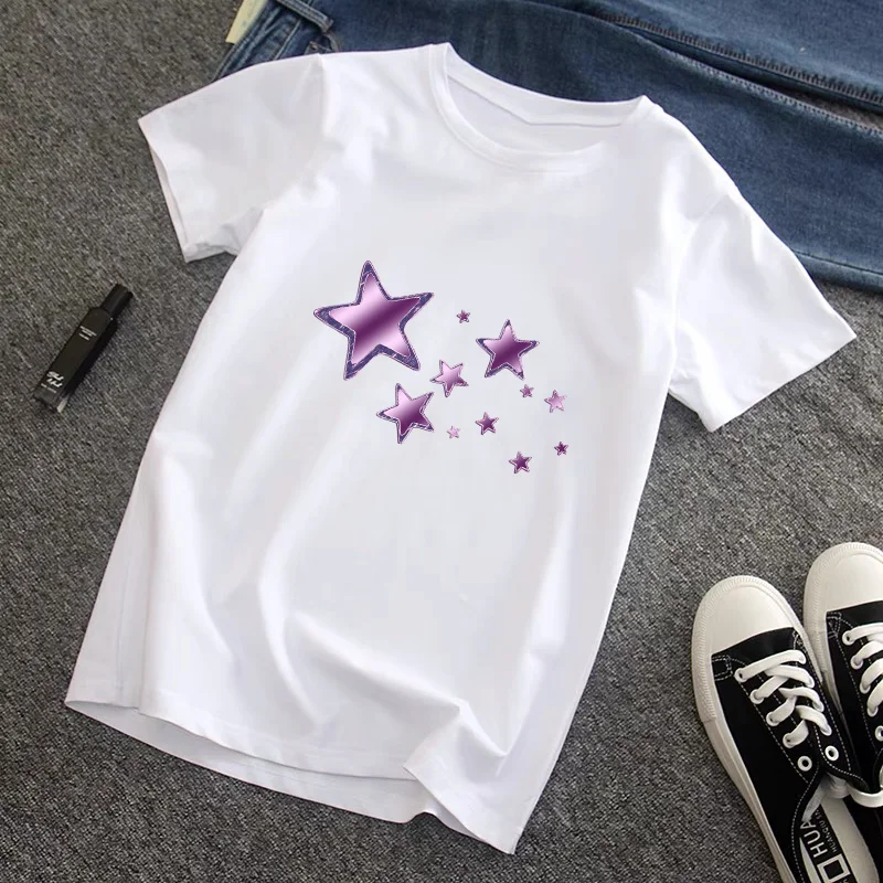 

Star Theme Print Women T Shirt Casual Funny Tshirts O-Neck Aesthetics TShirt Short Sleeve Streetwear Funny Anime Tops tee