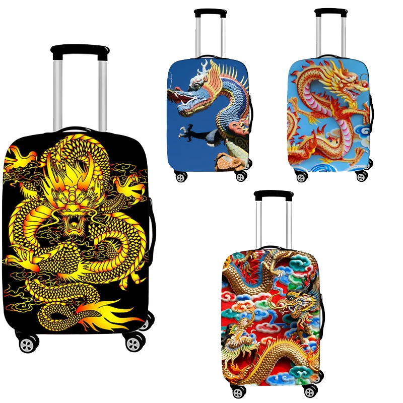 Chinese Dragon Printed Suitcase Cover Protective Cover Elastic Dustproof Suitcase Cover 3D Printing High Quality Suitcase Cover