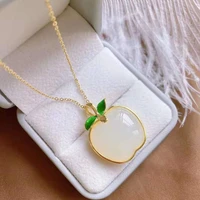 natural hetian jade necklace apple pendant s925 sterling silver temperamental get gift for girlfriend romantic love creative