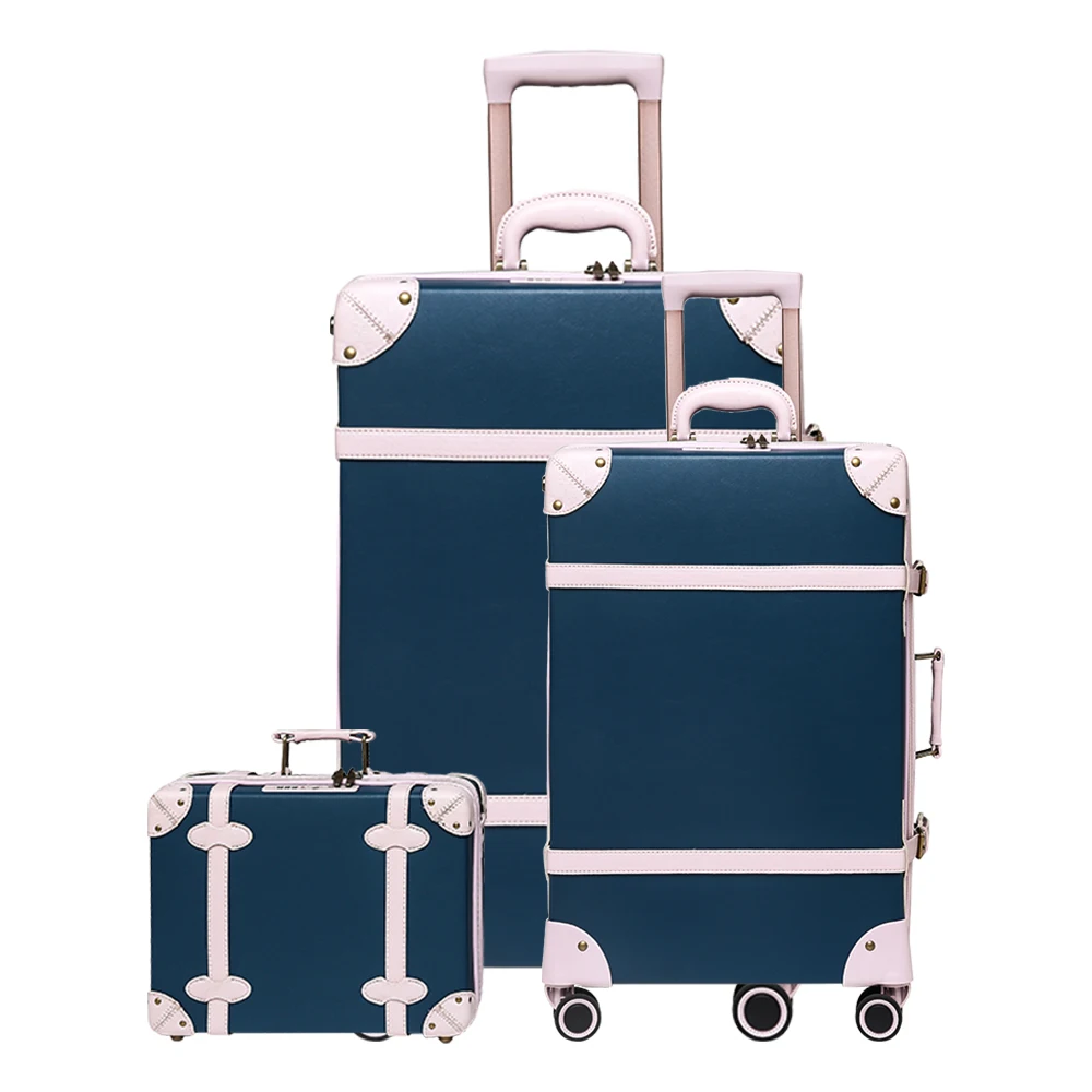 Винтажный багаж набор носить на милый чемодан с прокатки Спиннер колеса TSA