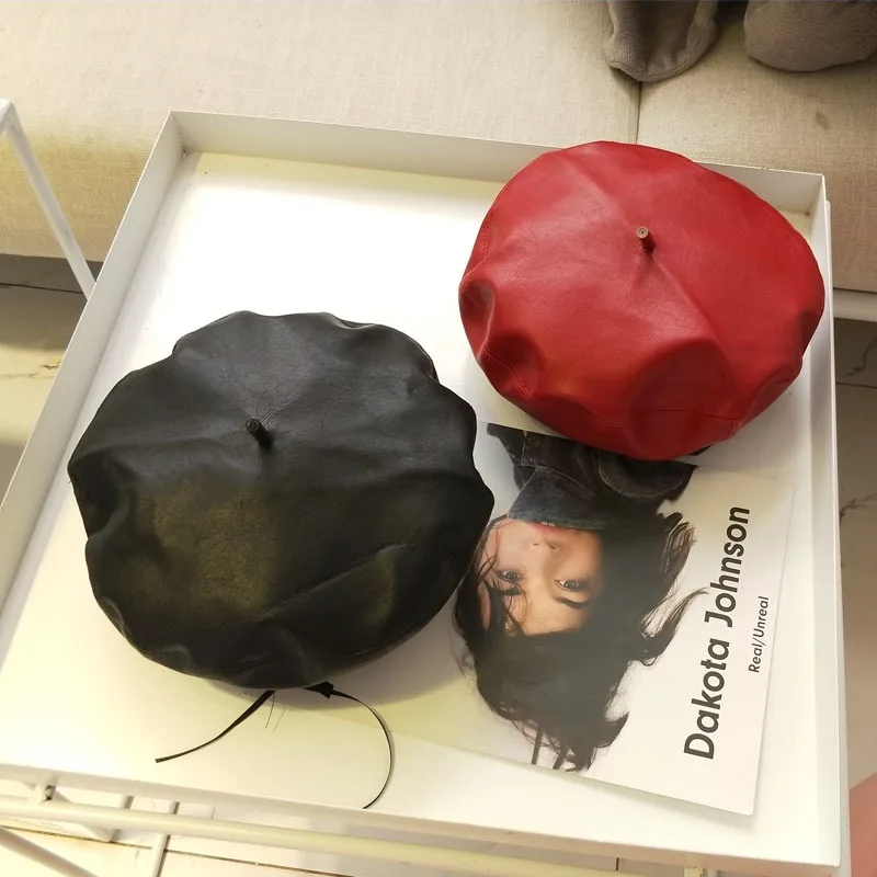 Женский кожаный берет WSYORE осенне-зимний из искусственной кожи с тыквенными