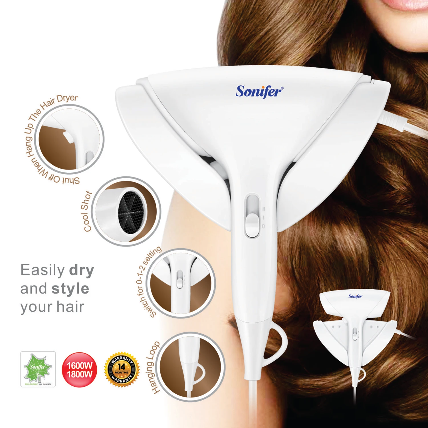 Настенный мощный Фен для волос 1800 Вт отеля бытовой Быстросохнущий стайлер